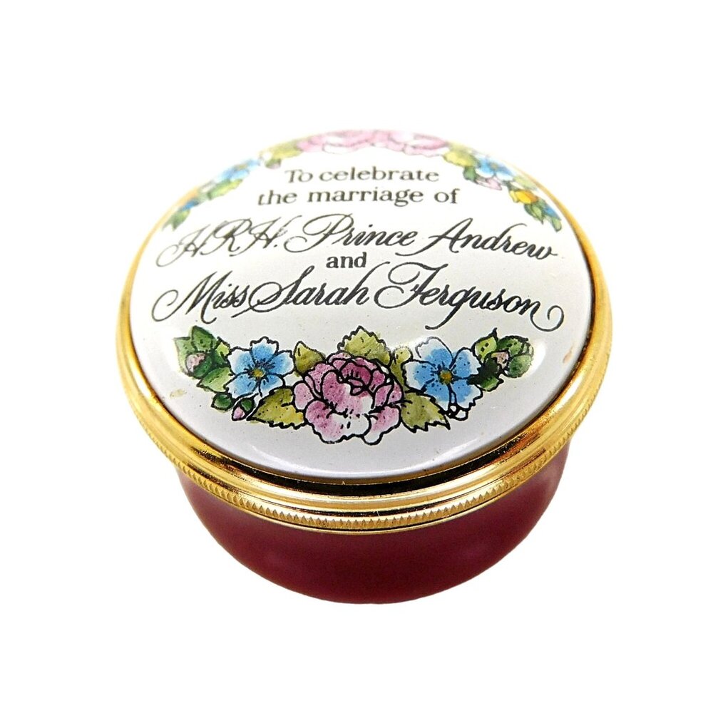 Halcyon Days Prince Andrew & Fergie Marriage Trinket Ring Box Battersea 1986